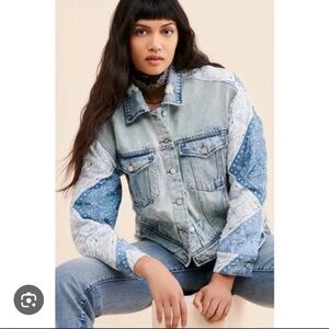 BlankNYC Denim Jacket with bandana sleeves XS